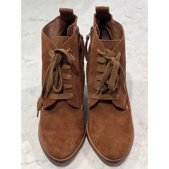 Dolce Vita Women’s Seiko Leather Suede Lace Up Heeled Ankle‎ Boots Size 9 Brown - Picture 3 of 6